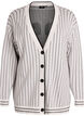 Knitted cardigan with stripes and a back motif, White, Packshot image number 0