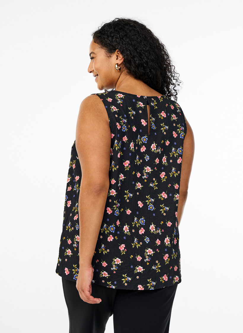 Sleeveless top with texture, Black, Model image number 2