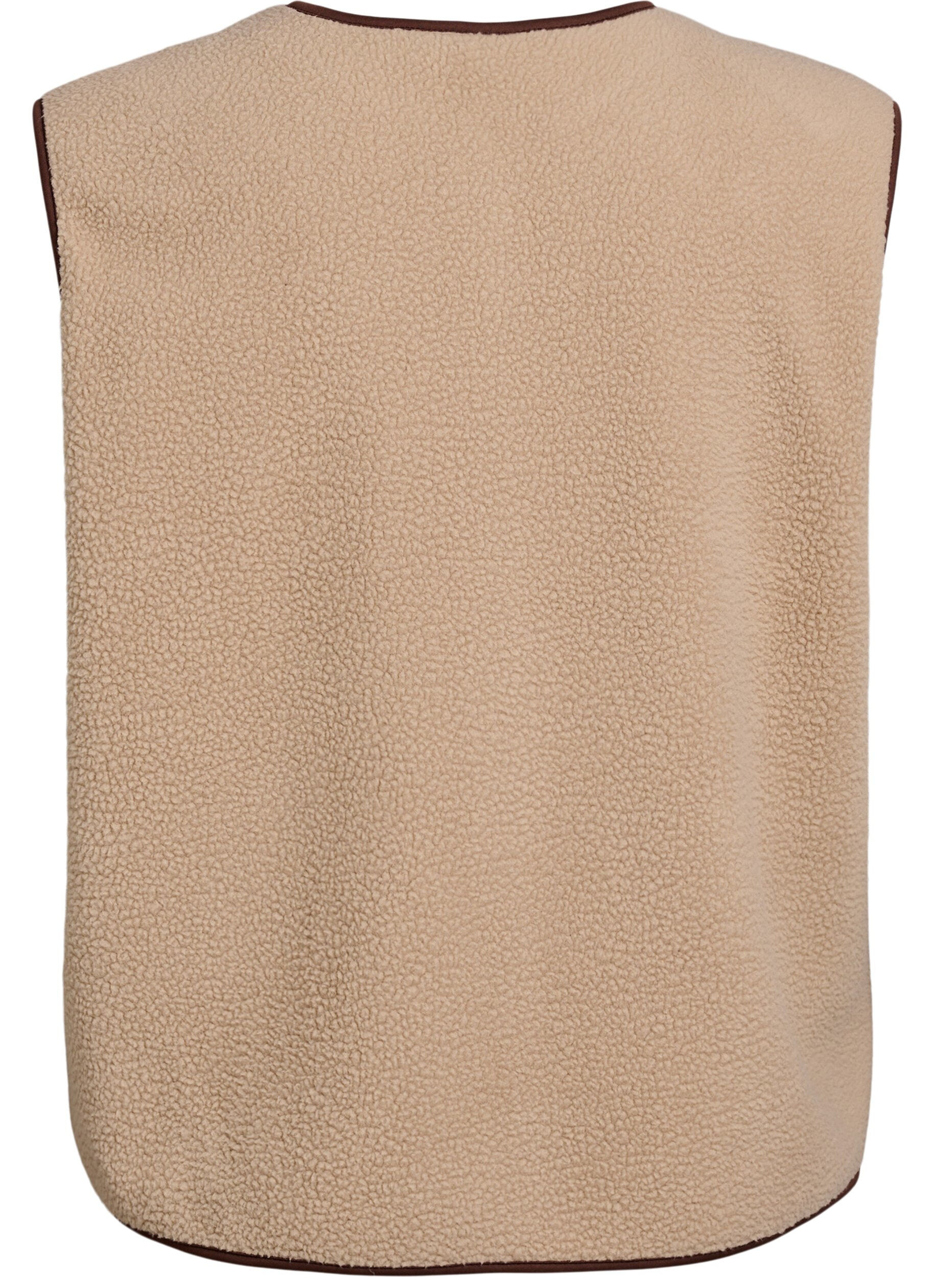 Zizzifashion Teddy fleece vest with contrast trims, Beige, Packshot image number 1