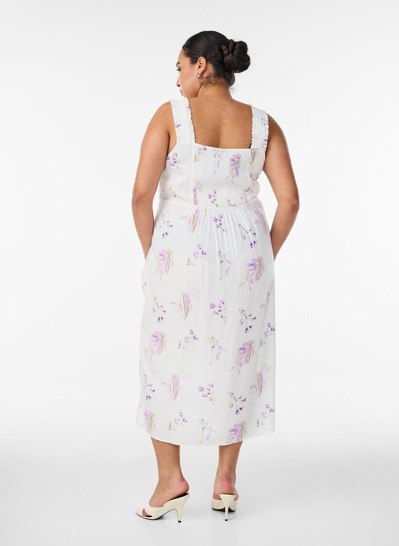 Summer dress with wide straps, White, Model image number 1