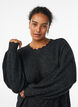 Short knitted dress with wavy hem and slits, Dark Grey, Model image number 2
