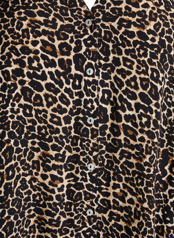 Printed viscose midi dress with long sleeves, Brown, Packshot image number 2