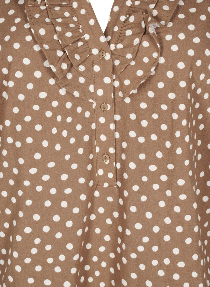 3/4 sleeve cotton blouse with polka dots, Coca Mocha Dot , Packshot image number 2