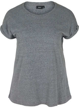 Marled cotton t-shirt, Black Melange, Packshot image number 0