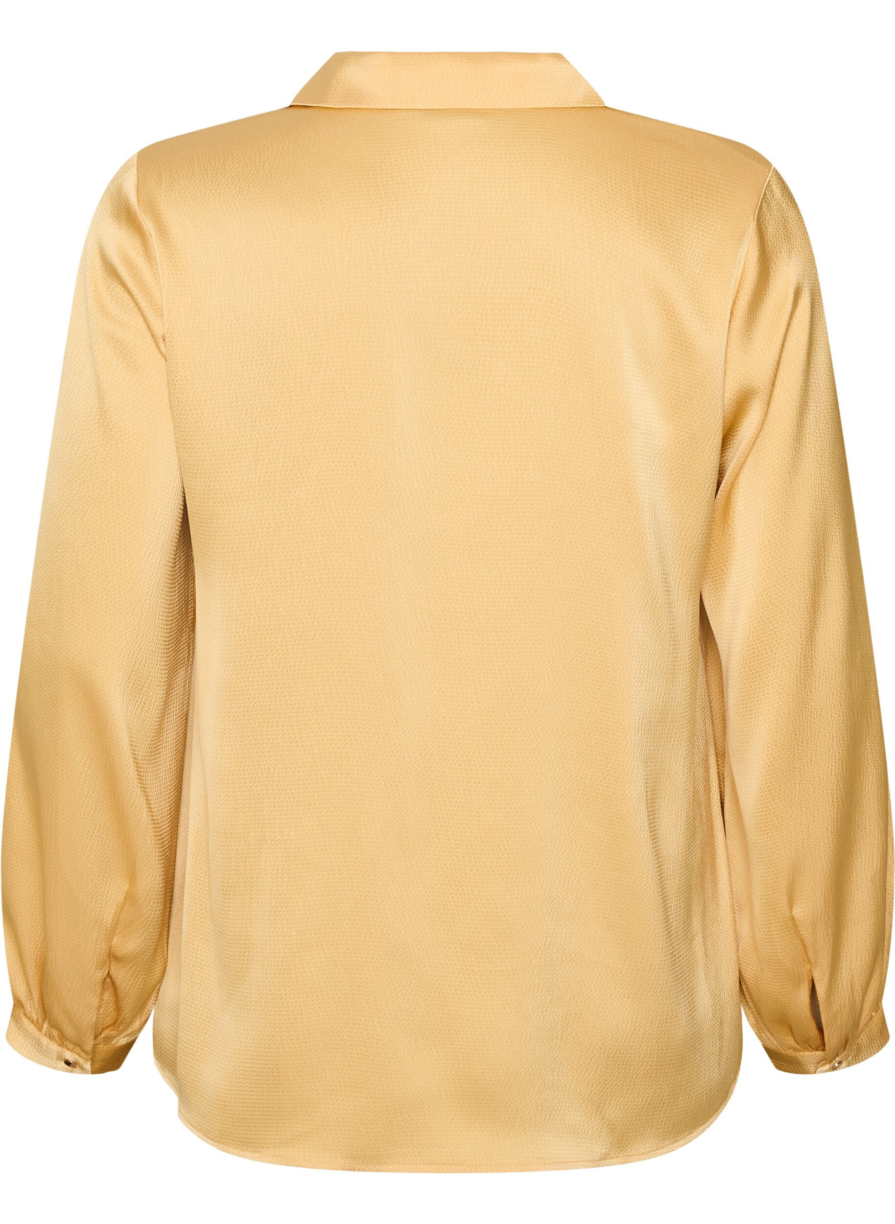 ZizzifashionBlouse with shirt collar and V-neck, Yellow, Packshot image number 1