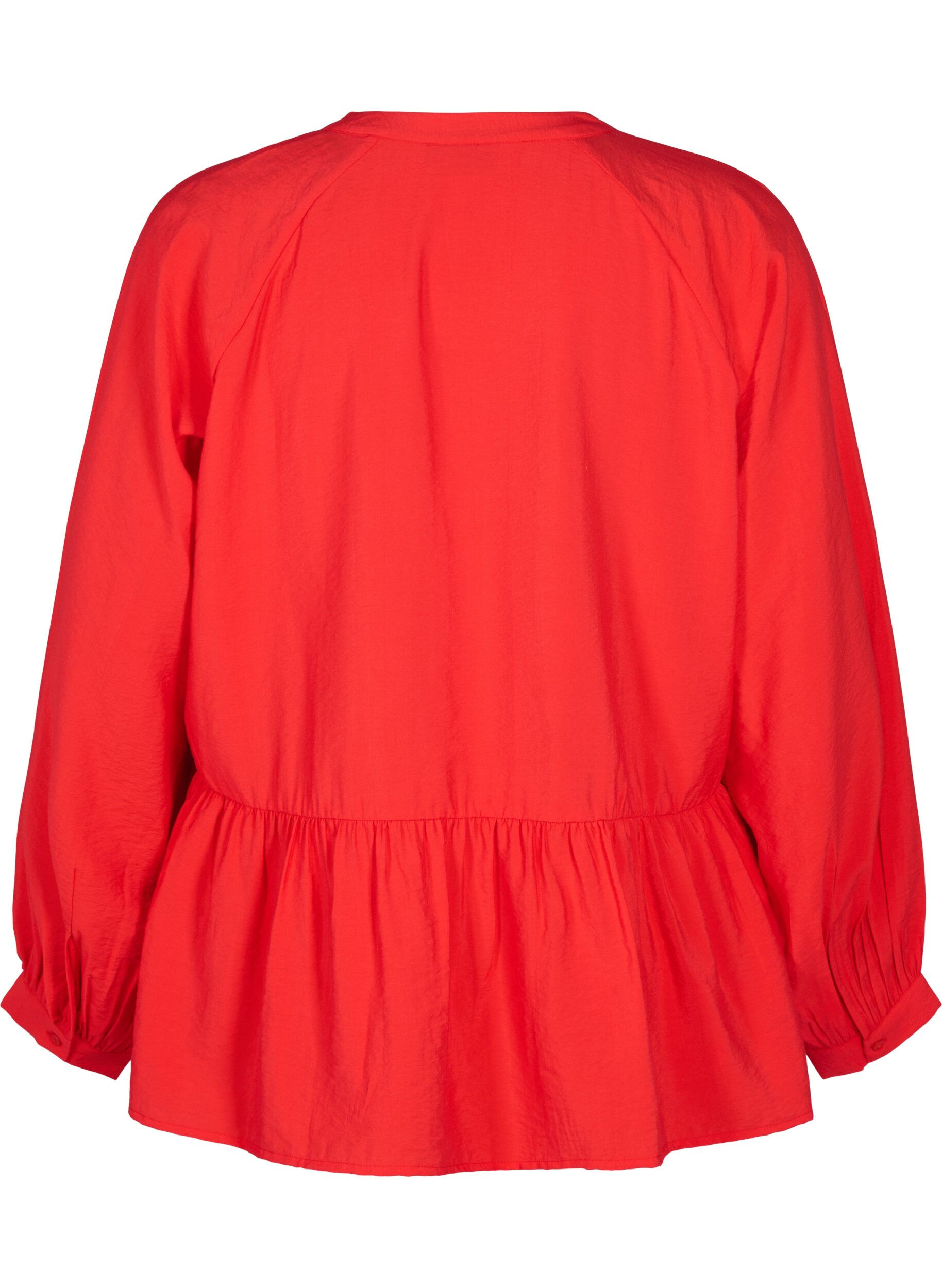 Zizzifashion Blouse with bow and long sleeves, Red, Packshot image number 1