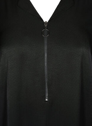 Long-sleeved dress with collar and zip, Black, Packshot image number 2