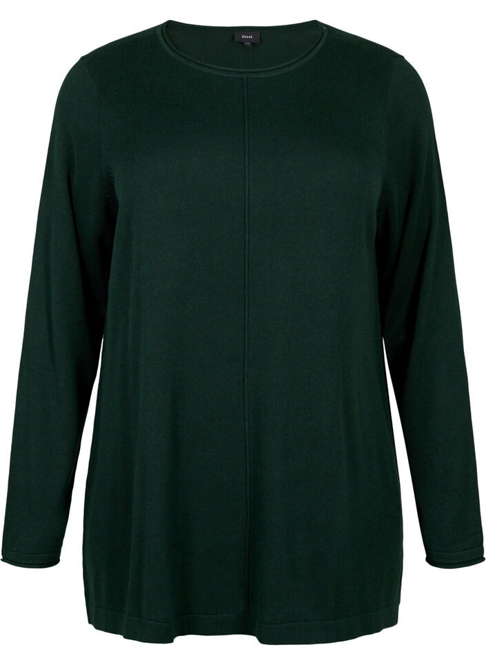 Knitted blouse in cotton-viscose blend, Green, Packshot image number 0