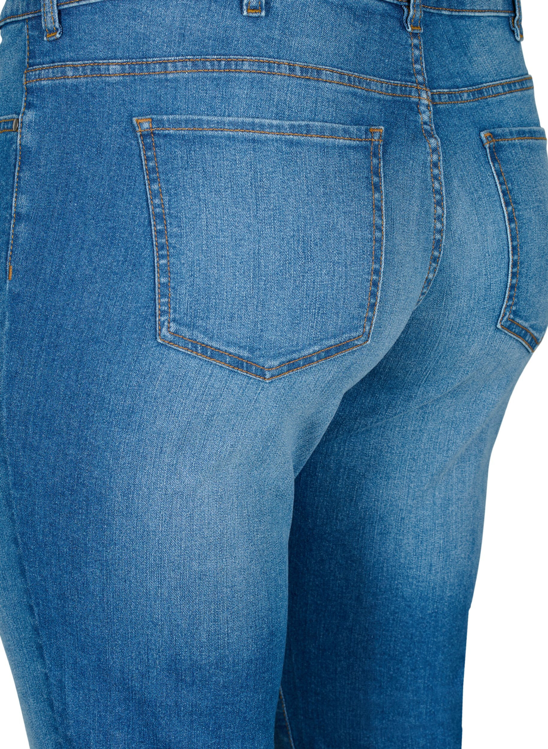 Zizzifashion Emily jeans with regular waist and slim fit, Blue denim, Packshot image number 3