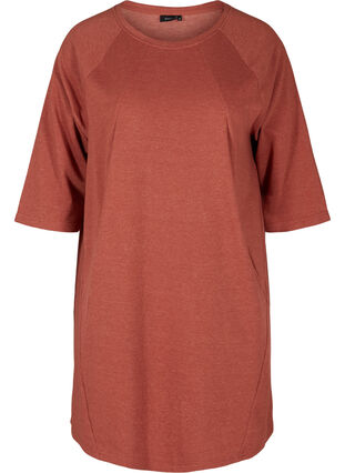 Sweater dress with 3/4-length sleeves and pockets, Arabian Spice Mel, Packshot image number 0