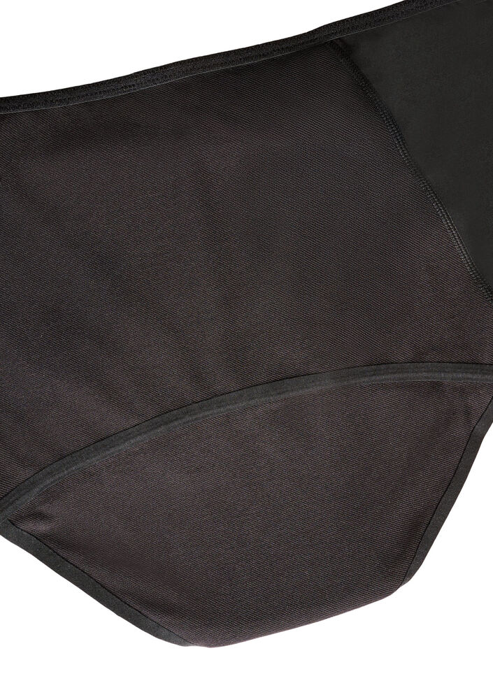 High-waisted cotton overnight period panties, Black, Packshot