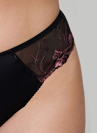G-string with mesh and colored lace, Black Red Comb, Packshot image number 2