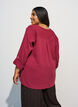 Blouse in cotton muslin with broderie anglaise, Red, Model image number 2