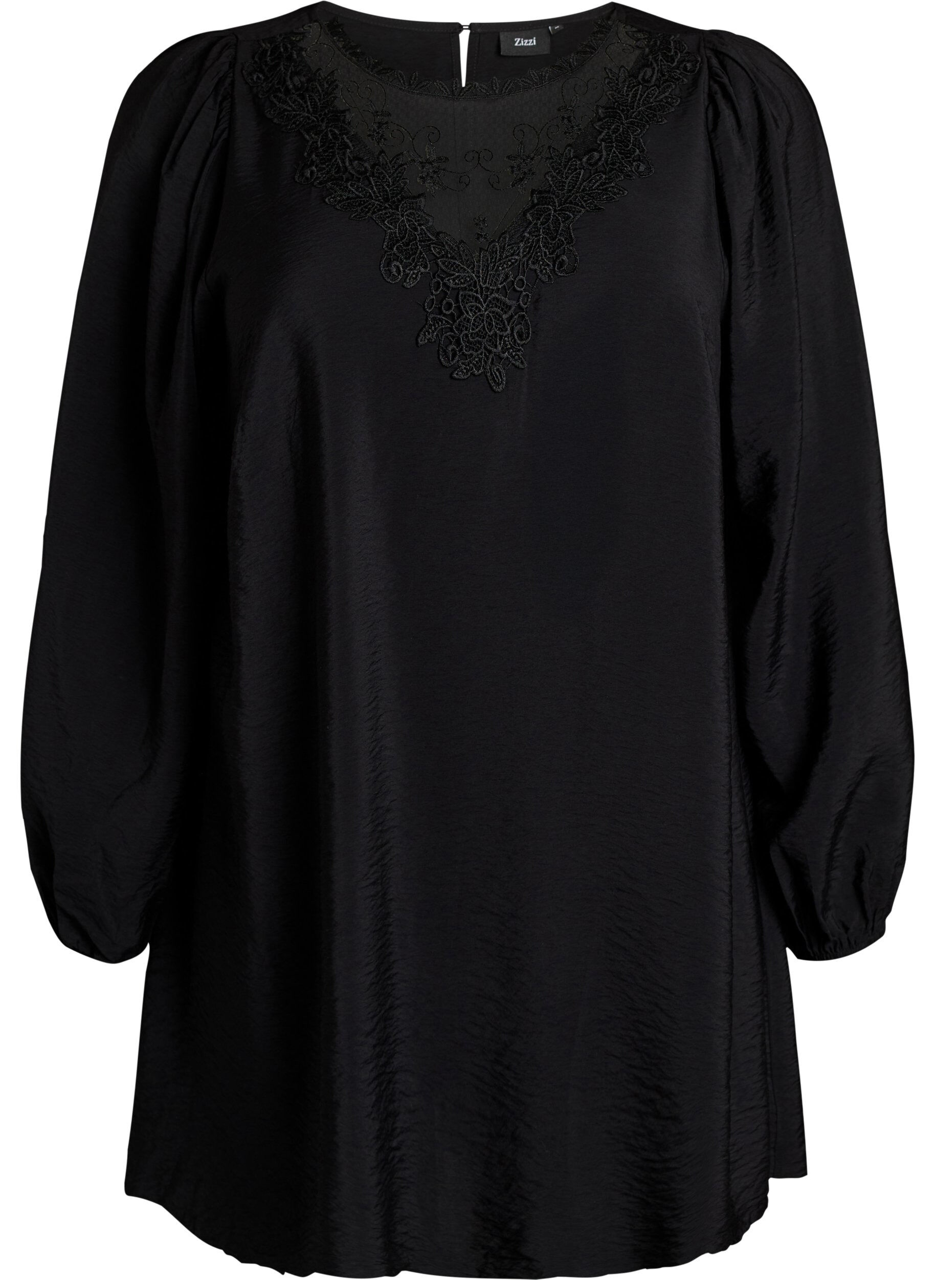 Tunic in viscose with lace detail