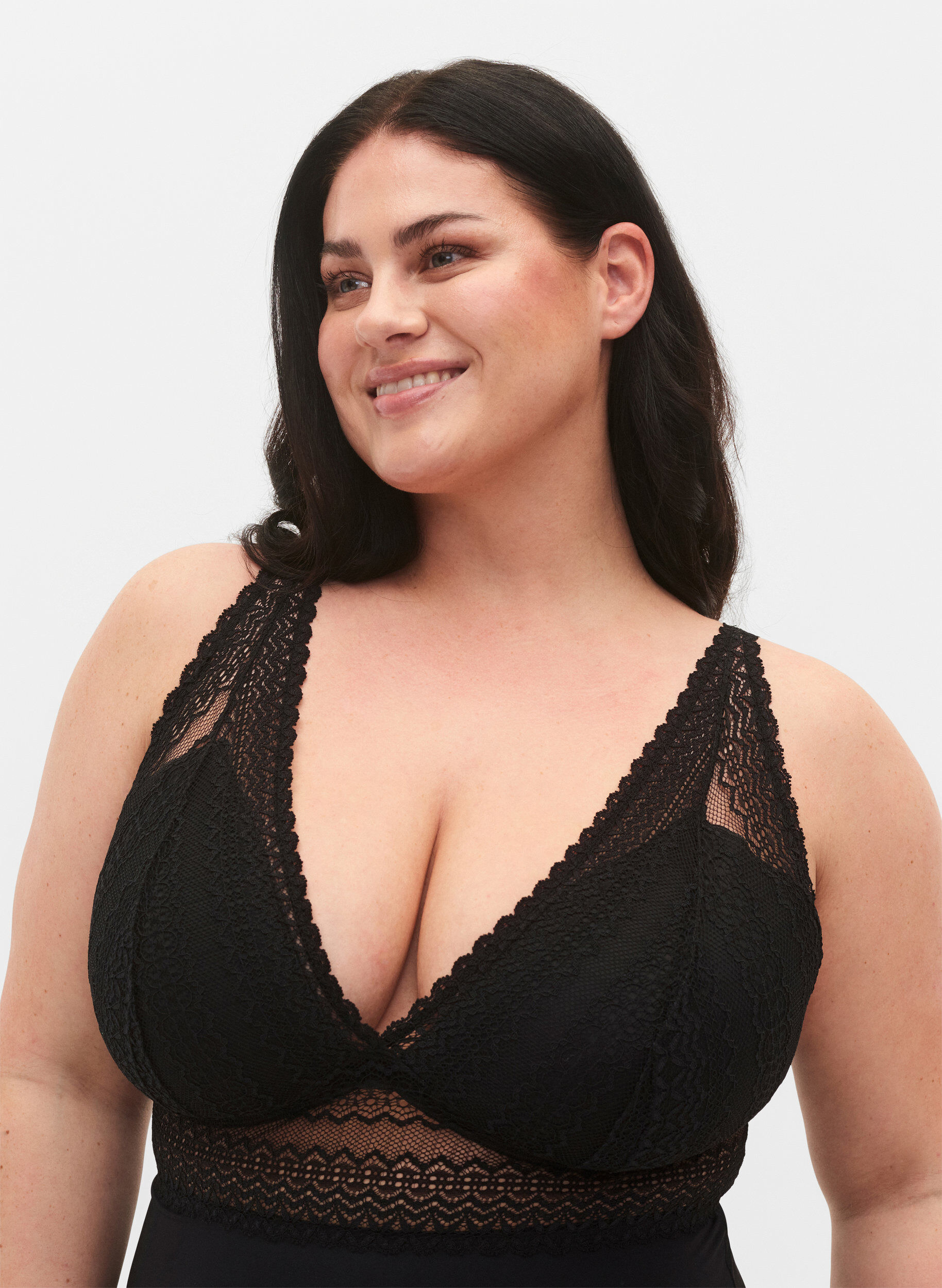 Zizzifashion Body with lace and lightly padded cups, Black, Model image number 2