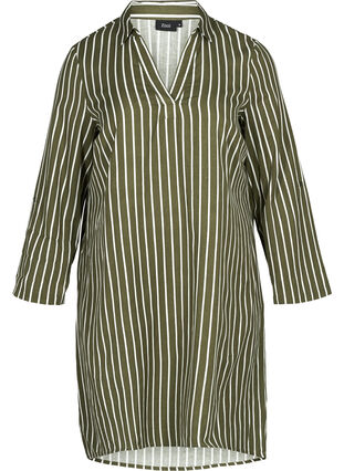 V-neck striped tunic, Green W. White , Packshot image number 0