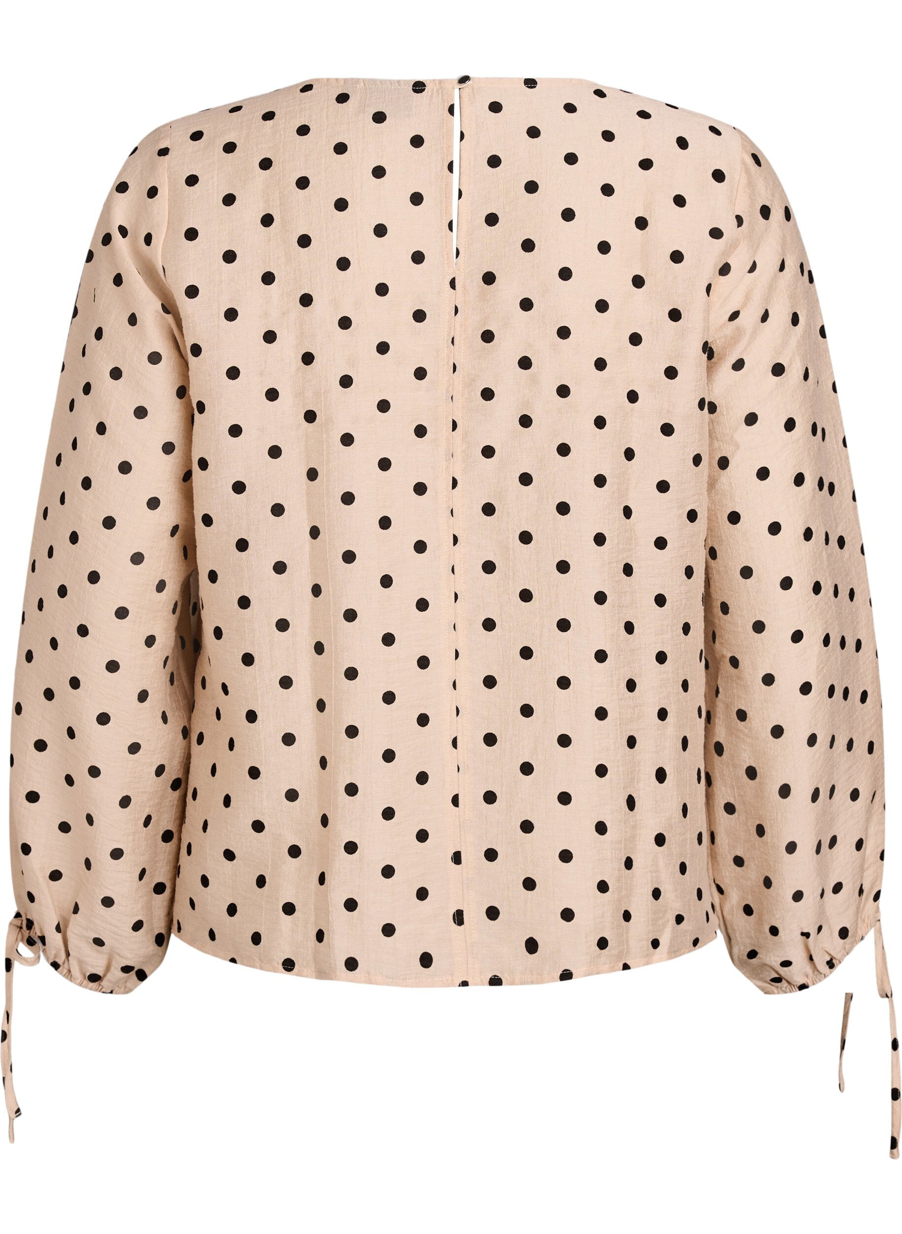 Zizzifashion Blouse with dots and tie details, Beige, Packshot image number 1