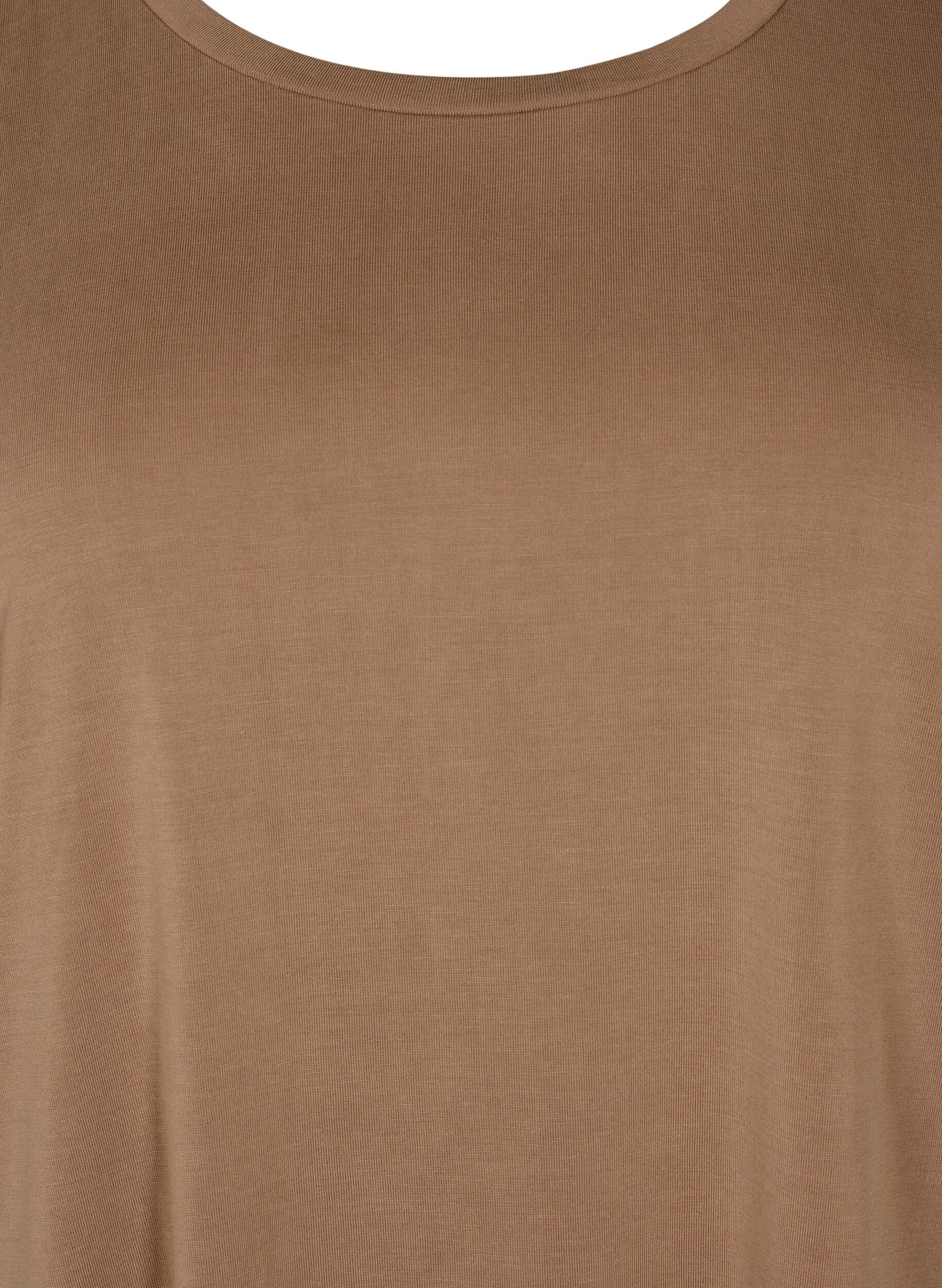 Zizzifashion T-shirt in TENCEL&trade; Modal with round neck, Brown, Packshot image number 2