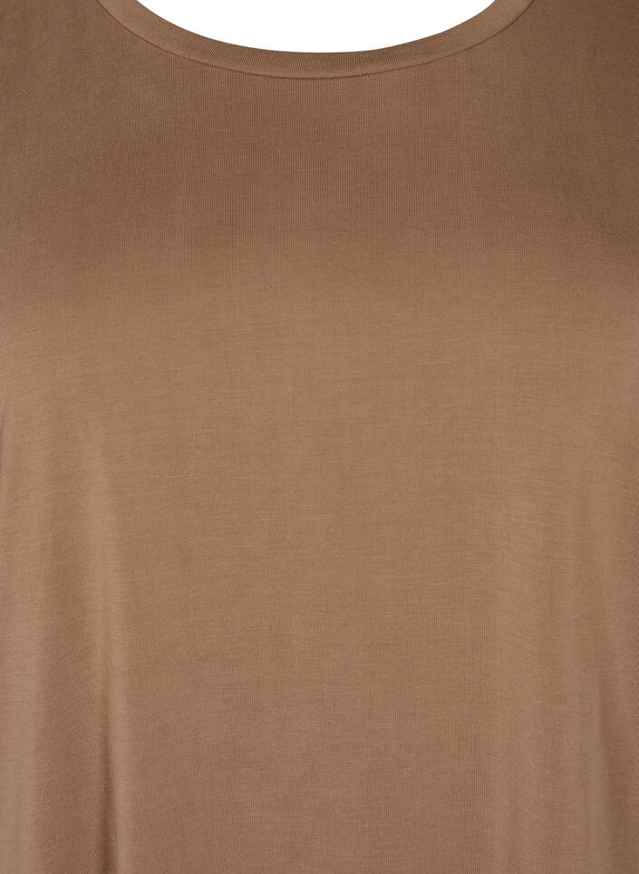 T-shirt with TENCEL™ Modal and round neck, Brown, Packshot image number 2