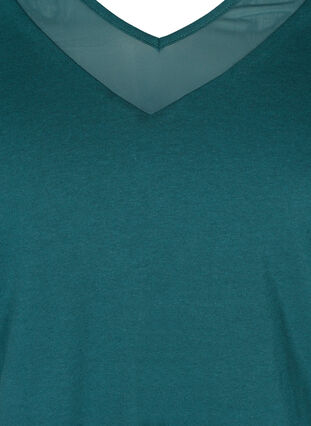 Short-sleeved T-shirt with V-neck and mesh, Ponderosa Pine, Packshot image number 2