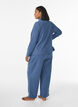 High-waisted fleece trousers with pockets, Blue, Model image number 1