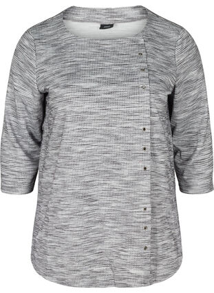 Mottled sweater with 3/4 sleeves and eyelets, Light Grey Melange, Packshot image number 0