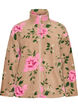 Floral fleece jacket with a high neck and zip, Beige, Packshot image number 0