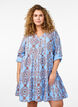 Short dress in patterned cotton muslin, Light Blue, Model image number 0