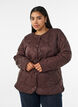 Quilted jacket with press studs and a round neck, Brown, Model image number 0