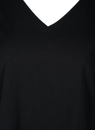 Cotton dress with 3/4 sleeves and buttons, Black, Packshot image number 2