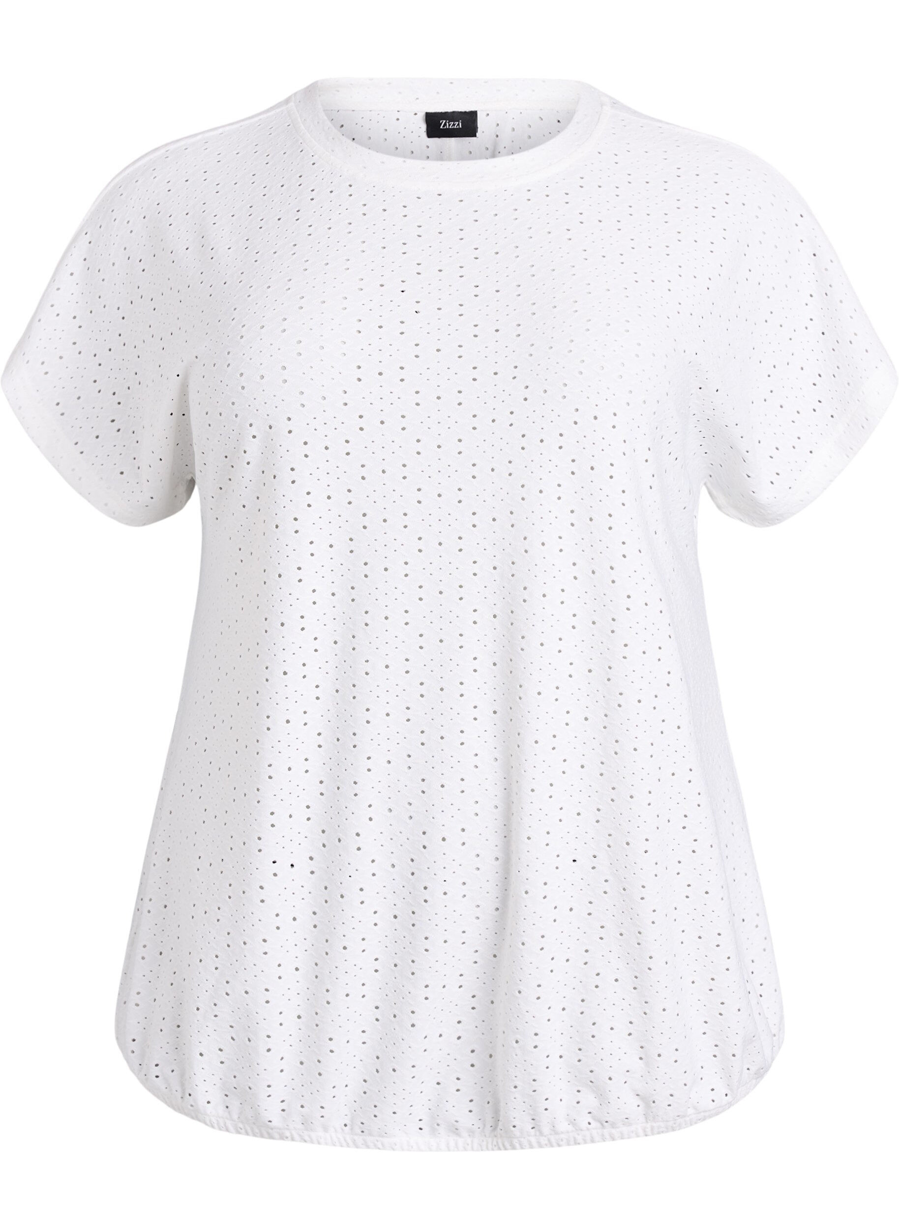 Zizzifashion Blouse with eyelet embroidery and balloon-effect, White, Packshot image number 0