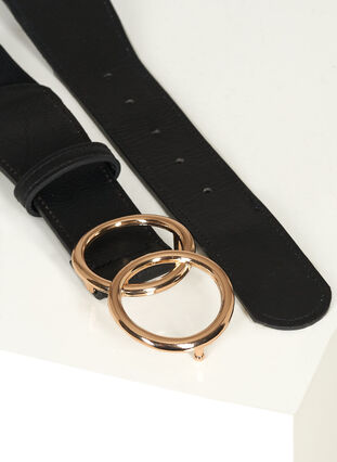 Imitation leather waist belt, Black, Packshot image number 2