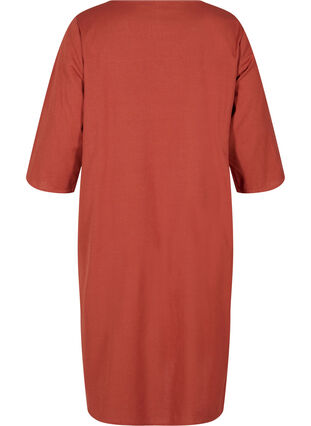 Cotton dress with 3/4 sleeves and buttons, Burnt Henna, Packshot image number 1