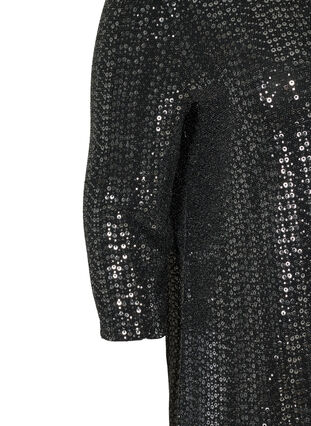 Blouse with 3/4 length sleeves and sequins, Black w Silver, Packshot image number 2
