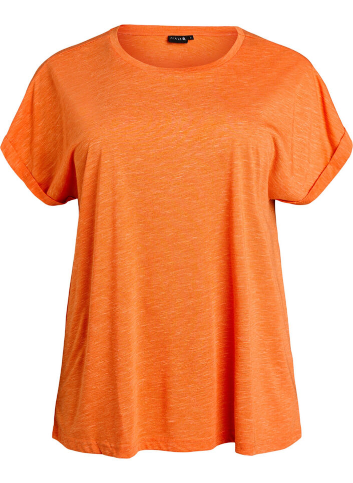 Loose workout t-shirt with short sleeves, Coral, Packshot image number 0