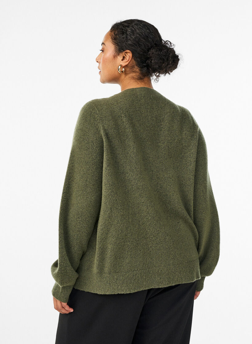 Cardigan in soft knit with gold-coloured buttons, Green, Model image number 2