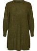 Short knitted dress with a V-shaped textured pattern, Green, Packshot image number 0
