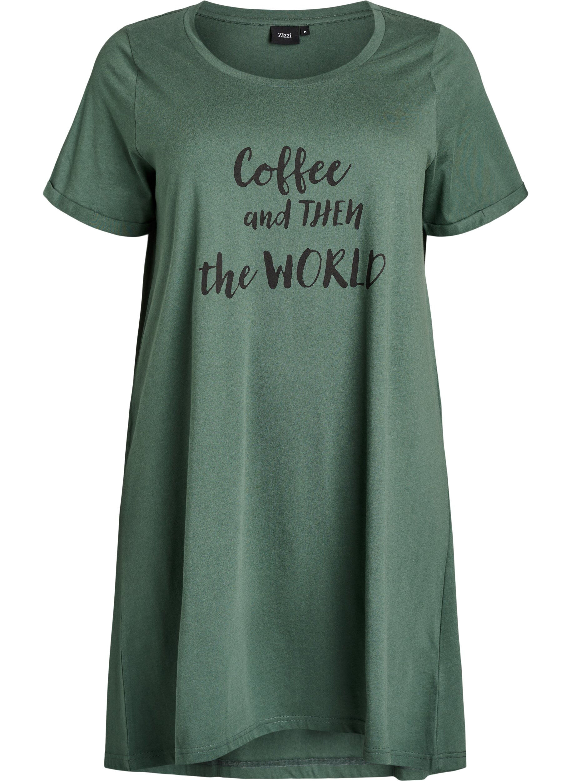 ZizzifashionShort-sleeved nightgown in organic cotton, Green, Packshot image number 0