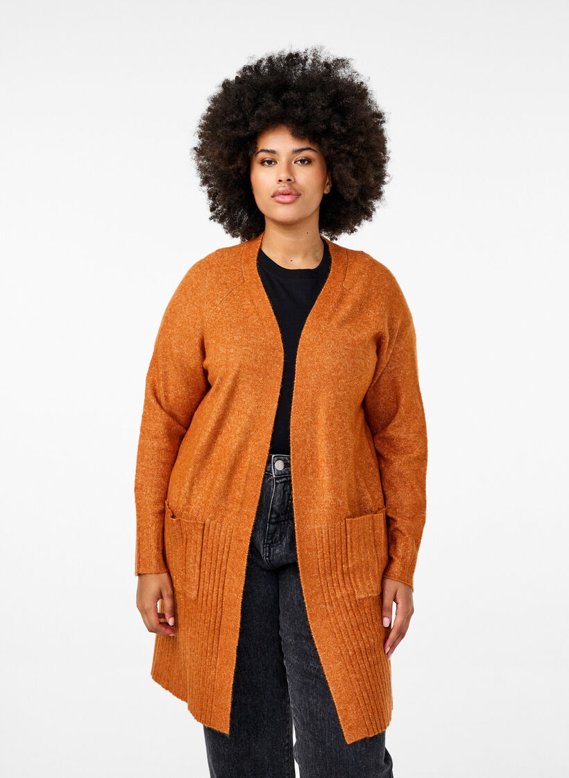 Long cardigan with pockets, Autumnal Mel., Model image number 0