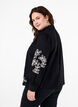 Loose cotton shirt with embroidery, Black, Model image number 1