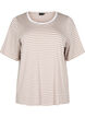 T-shirt with TENCEL™ Lyocell and stripes, Beige, Packshot image number 0