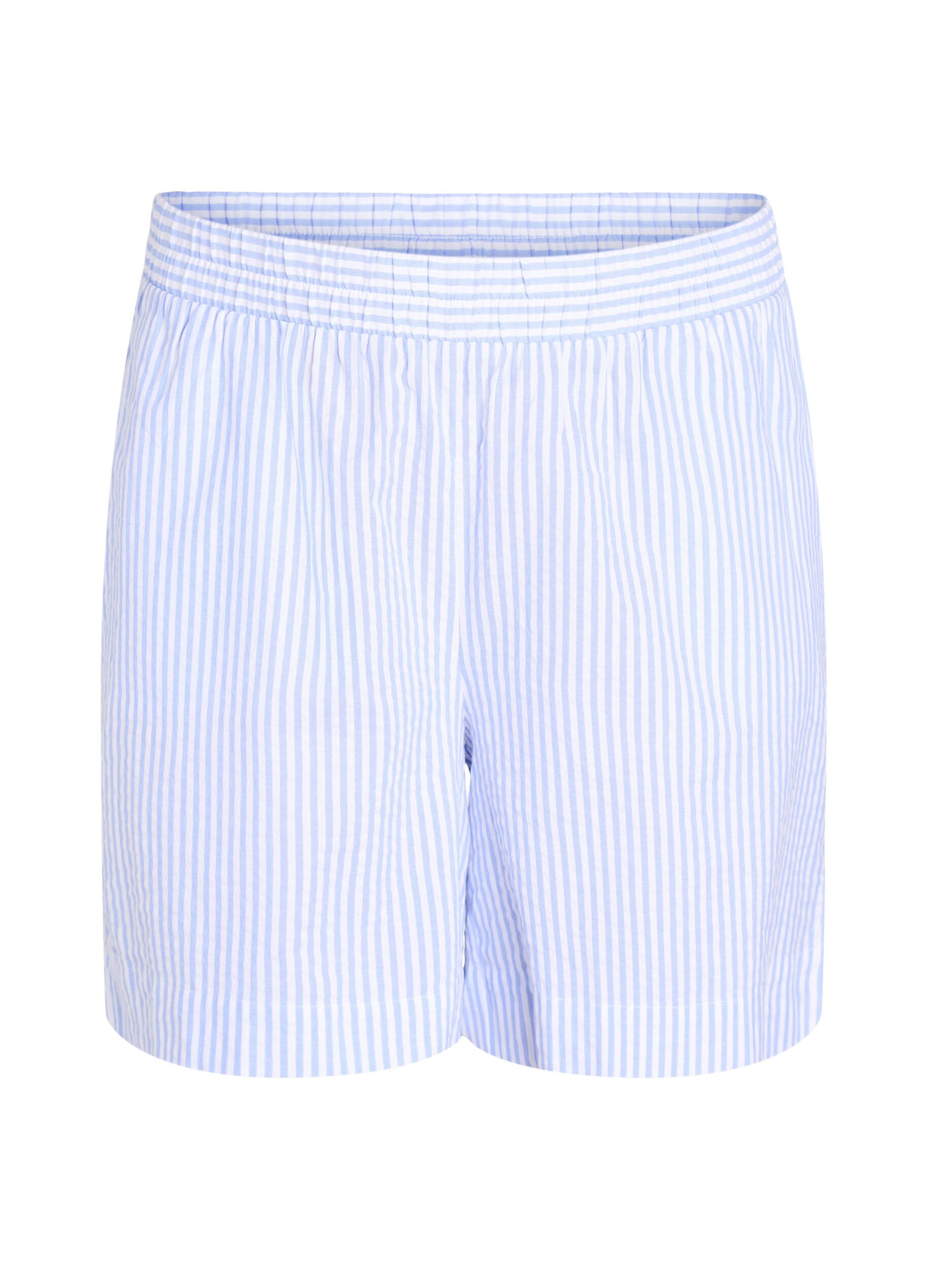 Zizzifashion FLASH - Striped Shorts with a high waist, Blue, Packshot image number 0