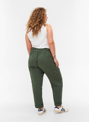 Cotton trousers with pockets, Thyme, Model image number 1