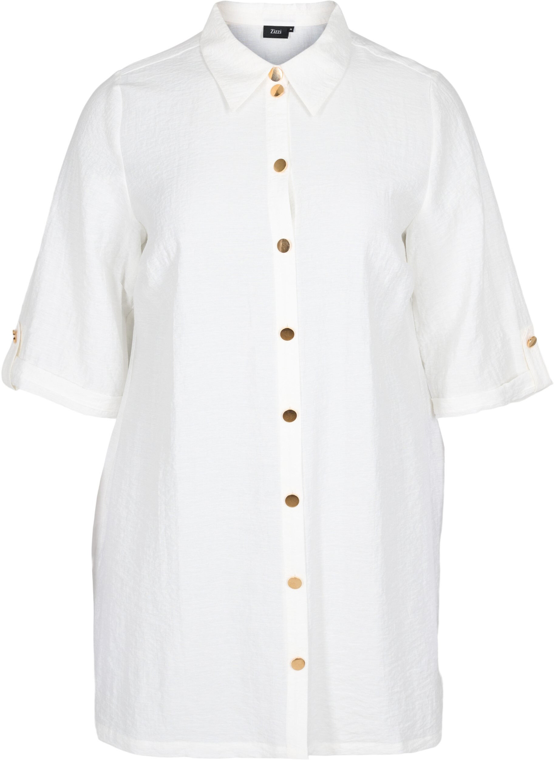 Zizzifashion Long shirt with 3/4 sleeves, Bright White, Packshot image number 0
