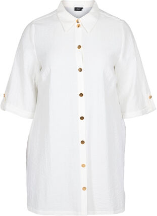 Long shirt with 3/4 sleeves, Bright White, Packshot image number 0