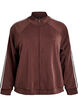 High-neck training top with stripes on the sleeves, Brown, Packshot image number 0