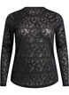 Lace blouse with round neck and slim fit, Black, Packshot image number 0