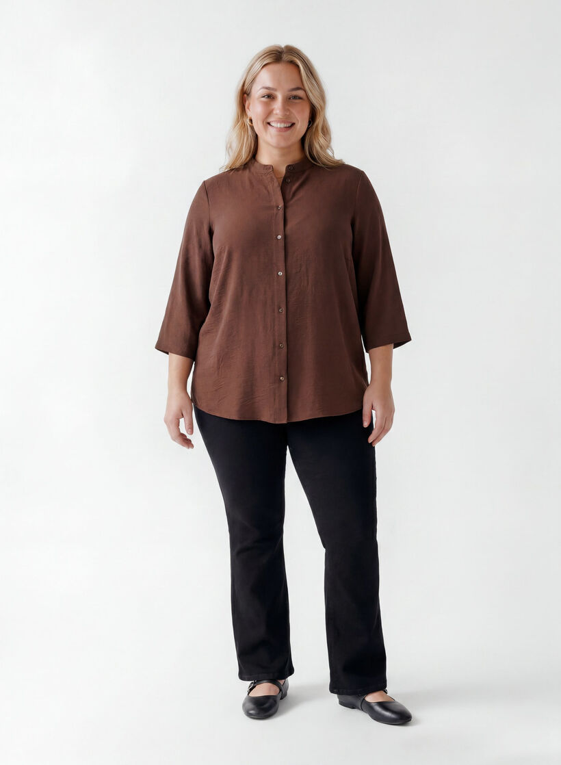 Tunic with 3/4 sleeves, Brown, Model image number 1
