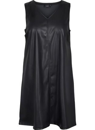 Spencer dress in faux leather, Black, Packshot image number 0