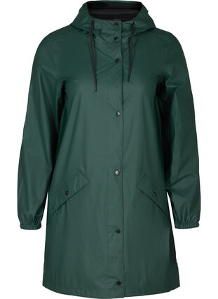 Hooded raincoat with taped seams, Darkest Spruce, Packshot image number 0